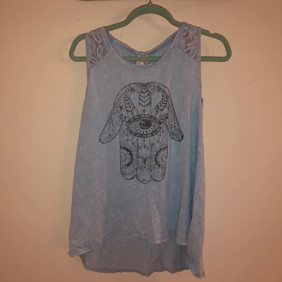 American Age Tops - Light Blue Graphic American Age Tank Top